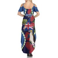 Southland Anniversary Day Family Matching Summer Maxi Dress and Hawaiian Shirt Murihiku 1861 Maori Bird Mix Pohutukawa