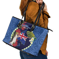 Southland Anniversary Day Leather Tote Bag Murihiku 1861 Maori Bird Mix Pohutukawa