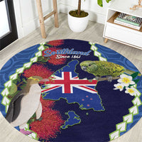 Southland Anniversary Day Round Carpet Murihiku 1861 Maori Bird Mix Pohutukawa