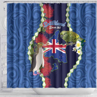Southland Anniversary Day Shower Curtain Murihiku 1861 Maori Bird Mix Pohutukawa