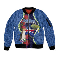 Southland Anniversary Day Sleeve Zip Bomber Jacket Murihiku 1861 Maori Bird Mix Pohutukawa
