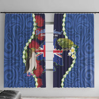 Southland Anniversary Day Window Curtain Murihiku 1861 Maori Bird Mix Pohutukawa LT14 With Hooks Blue - Polynesian Pride