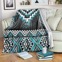 Paua Shell Taniko Pattern Aotearoa Blanket Niho Taniwha Mix Poutama LT14 Turquoise - Polynesian Pride