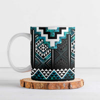 Paua Shell Taniko Pattern Aotearoa Ceramic Mug Niho Taniwha Mix Poutama - Polynesian Pride
