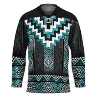 Paua Shell Taniko Pattern Aotearoa Hockey Jersey Niho Taniwha Mix Poutama LT14 Unisex Turquoise - Polynesian Pride