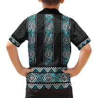 Paua Shell Taniko Pattern Aotearoa Kid Hawaiian Shirt Niho Taniwha Mix Poutama LT14 - Polynesian Pride