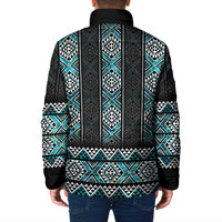 Paua Shell Taniko Pattern Aotearoa Padded Jacket Niho Taniwha Mix Poutama - Polynesian Pride