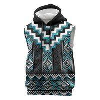Paua Shell Taniko Pattern Aotearoa Sleeveless Hoodie Niho Taniwha Mix Poutama - Polynesian Pride