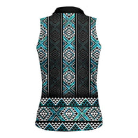 Paua Shell Taniko Pattern Aotearoa Women Sleeveless Polo Shirt Niho Taniwha Mix Poutama