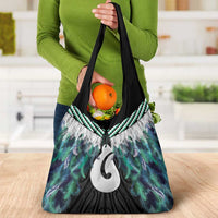 Aotearoa Korowai Motif Grocery Bag Hei Matau Poutama Maori Pattern LT14 - Polynesian Pride