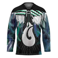 Aotearoa Korowai Motif Hockey Jersey Hei Matau Poutama Maori Pattern LT14 Unisex Turquoise - Polynesian Pride