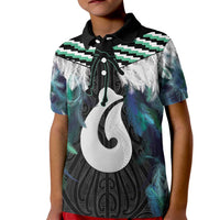 Aotearoa Korowai Motif Kid Polo Shirt Hei Matau Poutama Maori Pattern