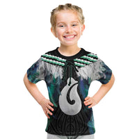 Aotearoa Korowai Motif Kid T Shirt Hei Matau Poutama Maori Pattern
