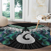 Aotearoa Korowai Motif Round Carpet Hei Matau Poutama Maori Pattern