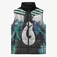 Aotearoa Korowai Motif Sleeveless Puffer Jacket Hei Matau Poutama Maori Pattern LT14 Unisex Turquoise - Polynesian Pride