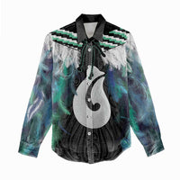 Aotearoa Korowai Motif Women Casual Shirt Hei Matau Poutama Maori Pattern
