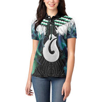 Aotearoa Korowai Motif Women Polo Shirt Hei Matau Poutama Maori Pattern