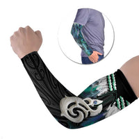 Aotearoa Korowai Motif Arm Sleeves Hei Manaia Poutama Maori Pattern LT14 Set of 2 Turquoise - Polynesian Pride