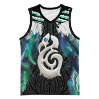 Aotearoa Korowai Motif Basketball Jersey Hei Manaia Poutama Maori Pattern LT14 Unisex Turquoise - Polynesian Pride