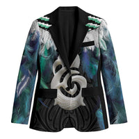 Aotearoa Korowai Motif Blazer Hei Manaia Poutama Maori Pattern LT14 Unisex Turquoise - Polynesian Pride