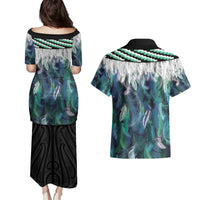 Aotearoa Korowai Motif Couples Matching Puletasi and Hawaiian Shirt Hei Manaia Poutama Maori Pattern LT14 - Polynesian Pride