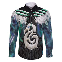 Aotearoa Korowai Motif Family Matching Off The Shoulder Long Sleeve Dress and Hawaiian Shirt Hei Manaia Poutama Maori Pattern