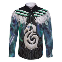 Aotearoa Korowai Motif Family Matching Off Shoulder Maxi Dress and Hawaiian Shirt Hei Manaia Poutama Maori Pattern