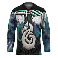 Aotearoa Korowai Motif Hockey Jersey Hei Manaia Poutama Maori Pattern LT14 Unisex Turquoise - Polynesian Pride