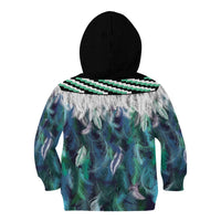 Aotearoa Korowai Motif Kid Hoodie Hei Manaia Poutama Maori Pattern