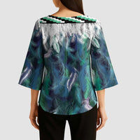 Aotearoa Korowai Motif Kimono Sleeve Blouse Hei Manaia Poutama Maori Pattern LT14 - Polynesian Pride