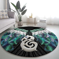 Aotearoa Korowai Motif Round Carpet Hei Manaia Poutama Maori Pattern