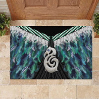 Aotearoa Korowai Motif Rubber Doormat Hei Manaia Poutama Maori Pattern LT14 Turquoise - Polynesian Pride