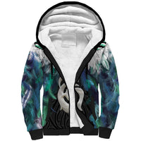 Aotearoa Korowai Motif Sherpa Hoodie Hei Manaia Poutama Maori Pattern LT14 Unisex Turquoise - Polynesian Pride