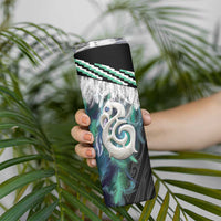 Aotearoa Korowai Motif Skinny Tumbler Hei Manaia Poutama Maori Pattern