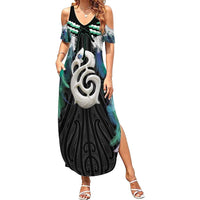 Aotearoa Korowai Motif Summer Maxi Dress Hei Manaia Poutama Maori Pattern