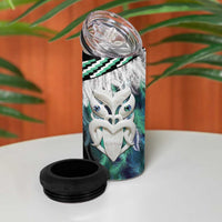 Aotearoa Korowai Motif 4 in 1 Can Cooler Tumbler Maori Wheku Poutama