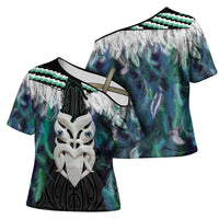 Aotearoa Korowai Motif Cross Shoulder Shirt Maori Wheku Poutama LT14 - Polynesian Pride