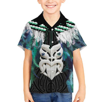 Aotearoa Korowai Motif Family Matching Short Sleeve Bodycon Dress and Hawaiian Shirt Maori Wheku Poutama