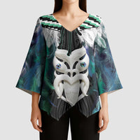 Aotearoa Korowai Motif Kimono Sleeve Blouse Maori Wheku Poutama LT14 - Polynesian Pride