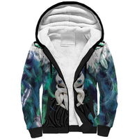 Aotearoa Korowai Motif Sherpa Hoodie Maori Wheku Poutama LT14 Unisex Turquoise - Polynesian Pride