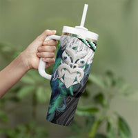 Aotearoa Korowai Motif Tumbler With Handle Maori Wheku Poutama
