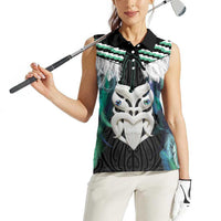 Aotearoa Korowai Motif Women Sleeveless Polo Shirt Maori Wheku Poutama