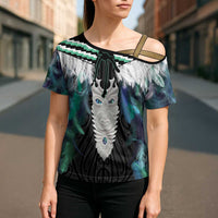 Aotearoa Korowai Motif Cross Shoulder Shirt Maori Tane Poutama LT14 - Polynesian Pride