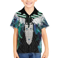 Aotearoa Korowai Motif Family Matching Off The Shoulder Long Sleeve Dress and Hawaiian Shirt Maori Tane Poutama