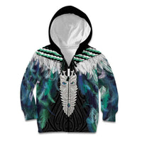 Aotearoa Korowai Motif Kid Hoodie Maori Tane Poutama LT14 Zip Hoodie Turquoise - Polynesian Pride