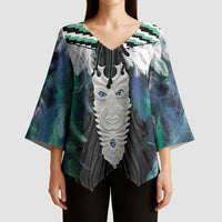 Aotearoa Korowai Motif Kimono Sleeve Blouse Maori Tane Poutama LT14 - Polynesian Pride