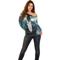 Aotearoa Korowai Motif Off Shoulder Sweater Maori Tane Poutama