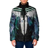 Aotearoa Korowai Motif Padded Jacket Maori Tane Poutama LT14 Men Turquoise - Polynesian Pride