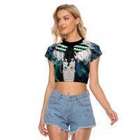 Aotearoa Korowai Motif Raglan Cropped T Shirt Maori Tane Poutama