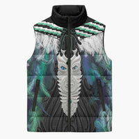 Aotearoa Korowai Motif Sleeveless Puffer Jacket Maori Tane Poutama LT14 Unisex Turquoise - Polynesian Pride